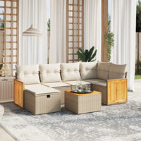 Set Divani da Giardino 7 pz con Cuscini Beige in Polyrattancod mxl 113777