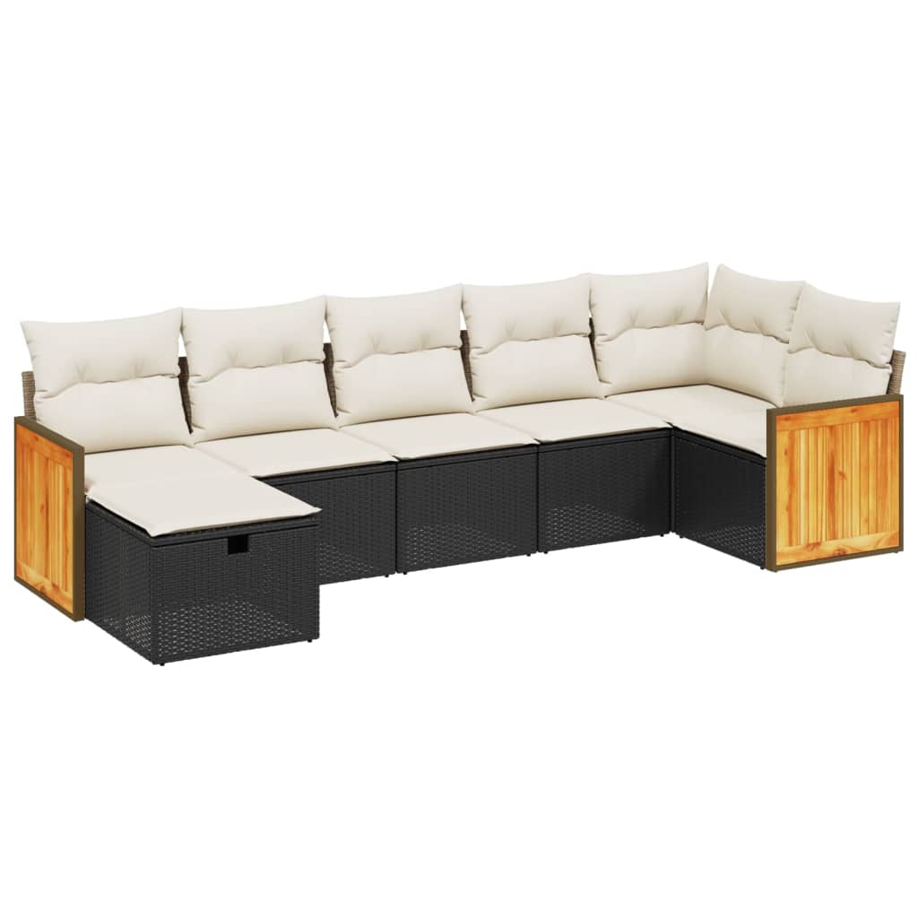 Set Divani da Giardino con Cuscini 7pz Nero Polyrattan 3265746