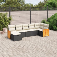 Set Divani da Giardino con Cuscini 7pz Nero Polyrattan 3265746