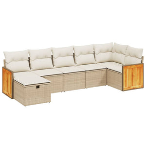 Set Divani da Giardino 7 pz con Cuscini Beige in Polyrattan 3265748