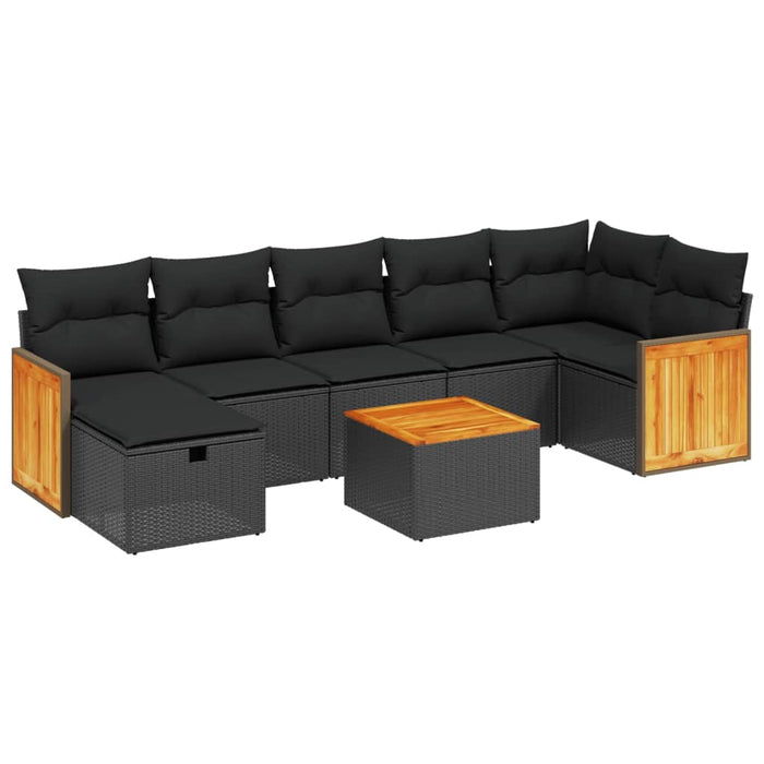 Set Divani da Giardino con Cuscini 8 pz Nero in Polyrattan 3265752