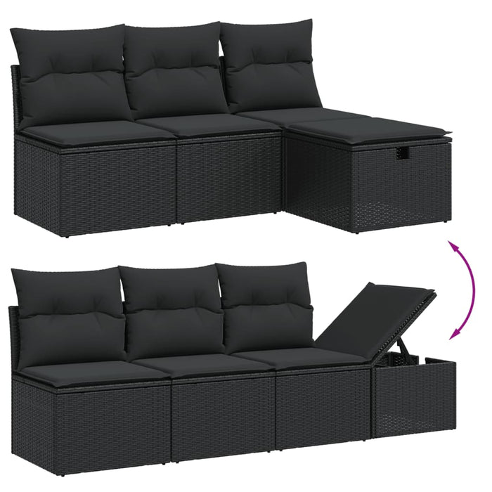 Set Divani da Giardino con Cuscini 7pz Nero Polyrattan 3265759