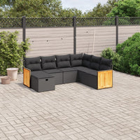 Set Divani da Giardino con Cuscini 7pz Nero Polyrattan 3265759