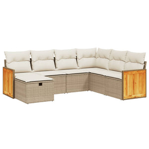 Set Divani da Giardino 7 pz con Cuscini Beige in Polyrattancod mxl 113779