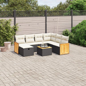 Set Divani da Giardino con Cuscini 8 pz Nero in Polyrattan 3265767