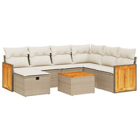 Set Divano da Giardino 8 pz con Cuscini Beige in Polyrattancod mxl 113780