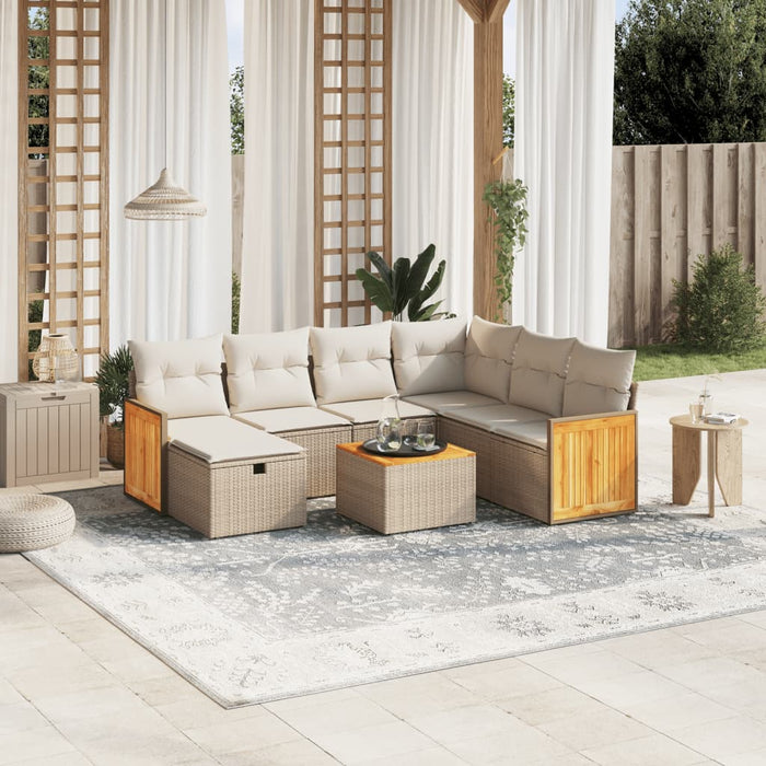 Set Divano da Giardino 8 pz con Cuscini Beige in Polyrattancod mxl 113780