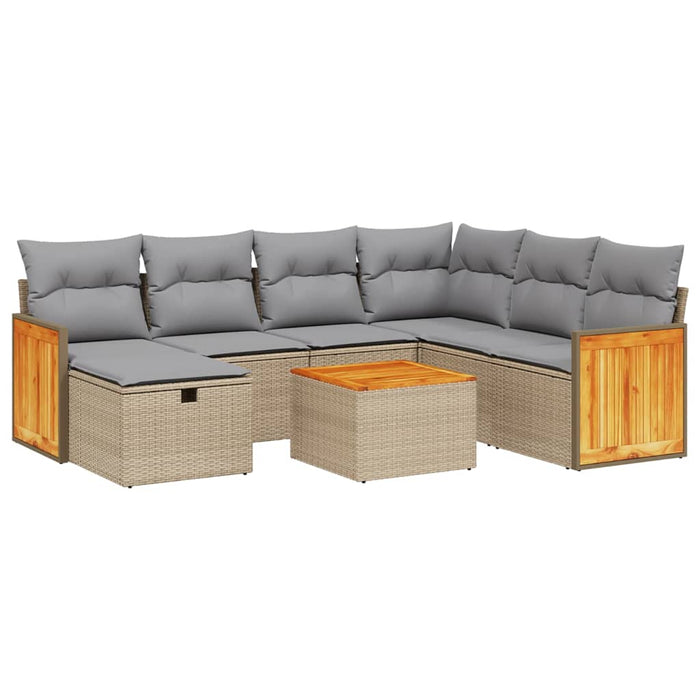 Set Divano da Giardino 8 pz con Cuscini Beige Misto Polyrattan 3265770