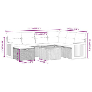 Set Divano da Giardino 8 pz con Cuscini Beige Misto Polyrattan 3265770