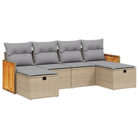 Set Divano da Giardino 6 pz con Cuscini Beige Misto Polyrattancod mxl 89773