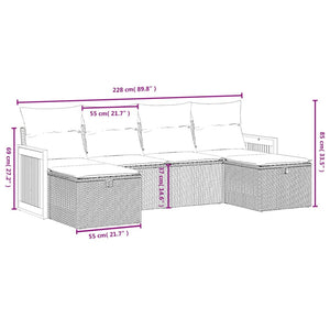 Set Divano da Giardino 6 pz con Cuscini Beige Misto Polyrattancod mxl 89773