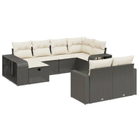 Set Divani da Giardino 10pz con Cuscini in Polyrattan Nero 3266236