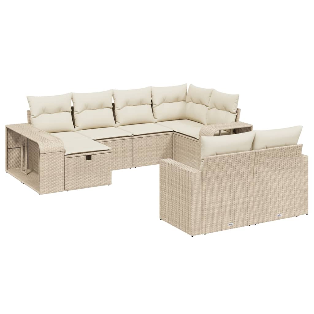 Set Divano da Giardino 10 pz con Cuscini Beige in Polyrattancod mxl 89241