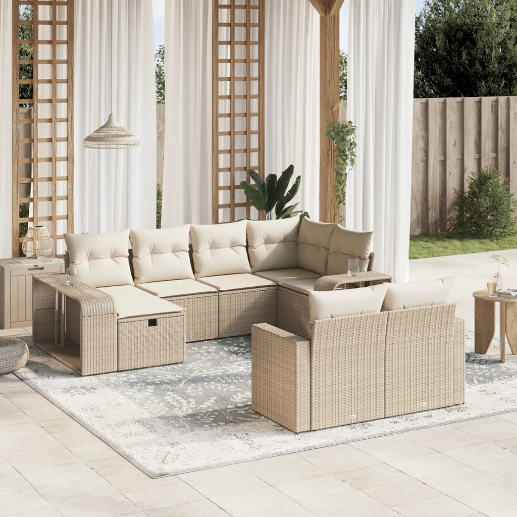 Set Divano da Giardino 10 pz con Cuscini Beige in Polyrattancod mxl 89241