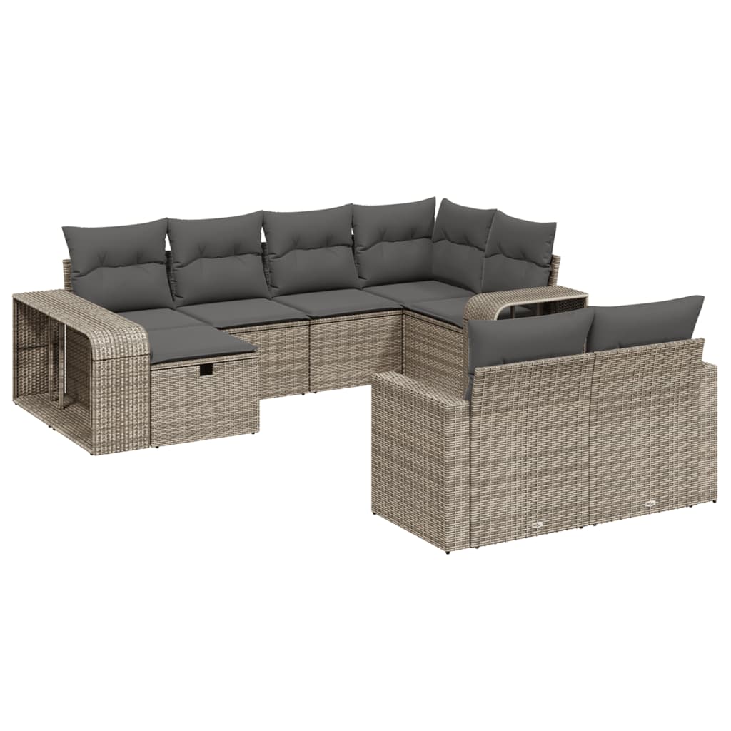 Set Divano da Giardino 10 pz con Cuscini Grigio in Polyrattan 3266240