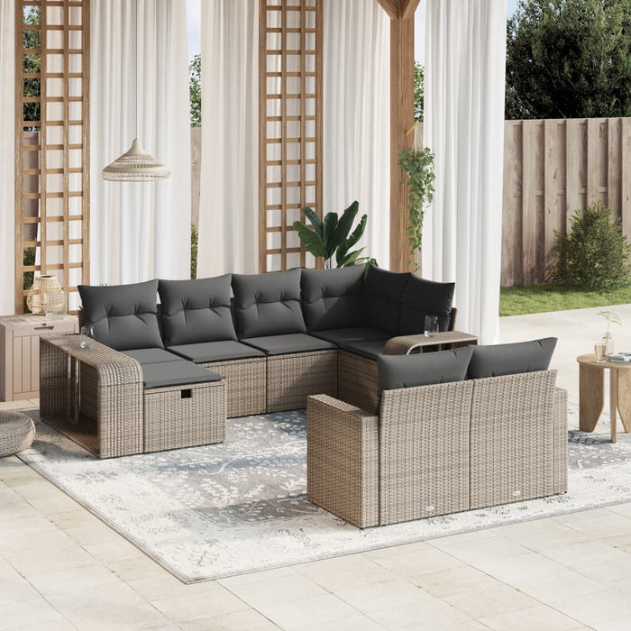 Set Divano da Giardino 10 pz con Cuscini Grigio in Polyrattan 3266240