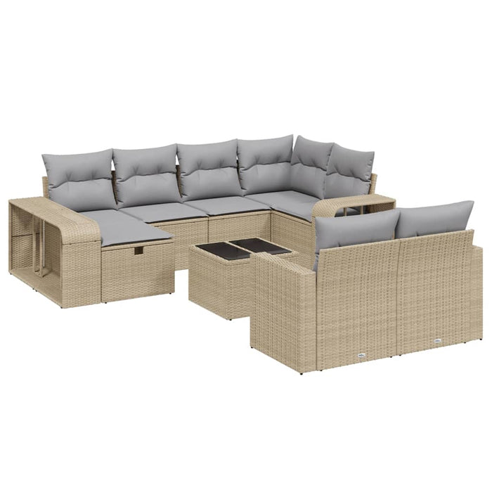 Set Divani da Giardino 11 pz con Cuscini Beige in Polyrattan 3266249