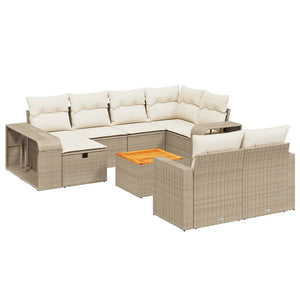 Set Divani da Giardino 11 pz con Cuscini Beige in Polyrattan 3266258