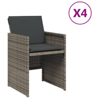 Sedie da Giardino con Cuscini 4pz Grigio in Polyrattan 4007437