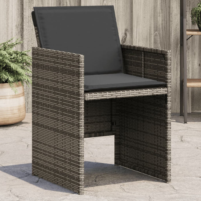 Sedie da Giardino con Cuscini 4pz Grigio in Polyrattan 4007437