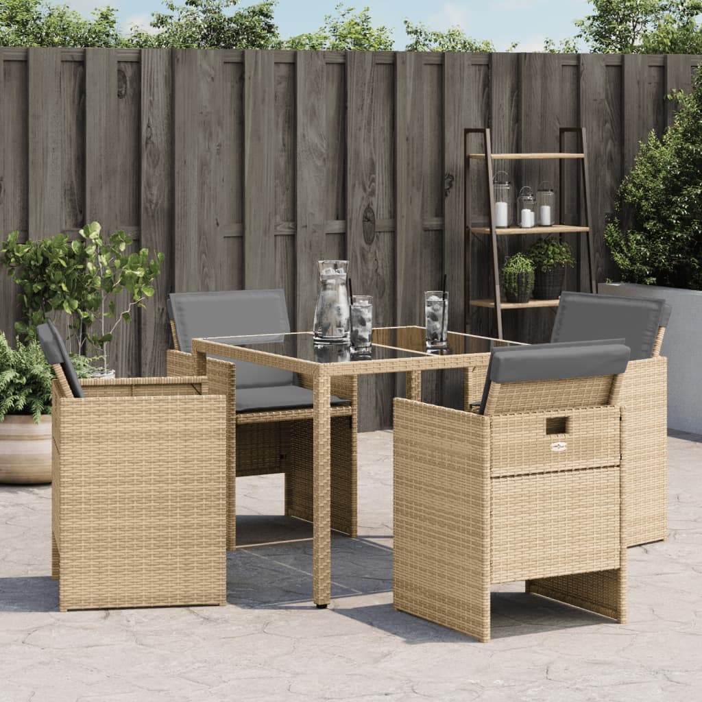 Sedie da Giardino con Cuscini 4 pz Beige Misto in Polyrattan 4007441