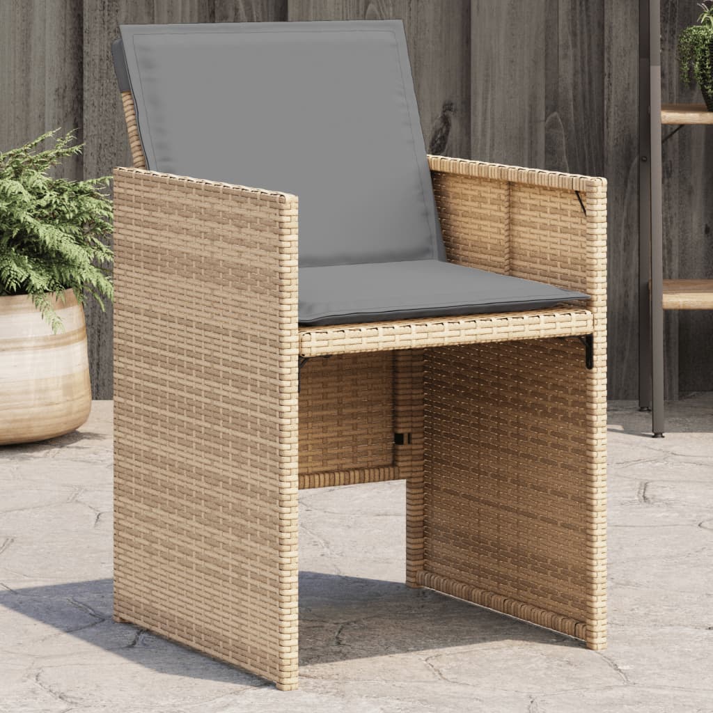 Sedie da Giardino con Cuscini 4 pz Beige Misto in Polyrattan 4007441