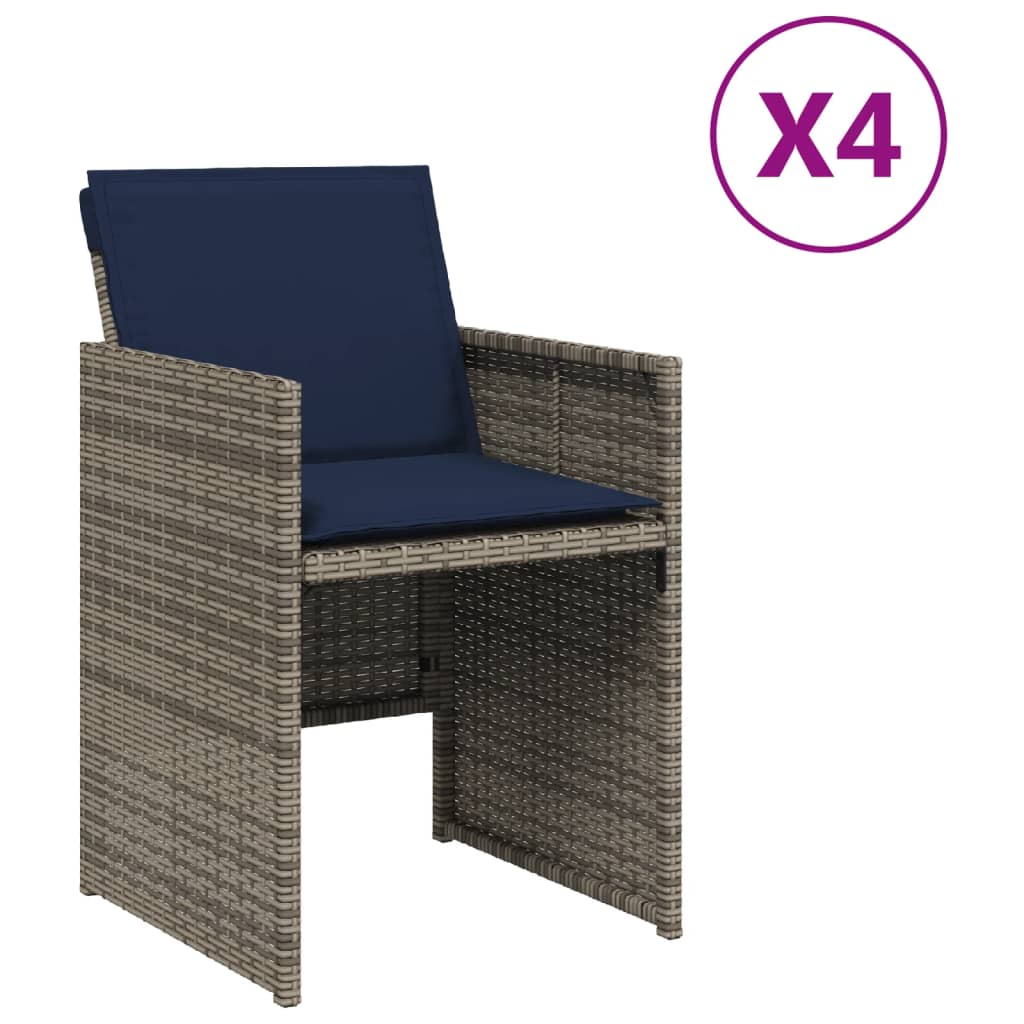 Sedie da Giardino con Cuscini 4pz Grigio in Polyrattan 4007442