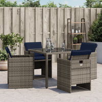 Sedie da Giardino con Cuscini 4pz Grigio in Polyrattan 4007442