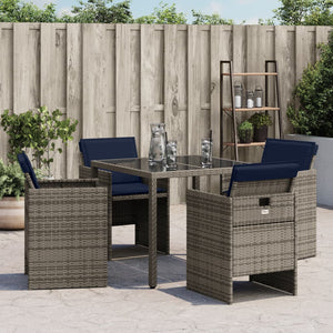 Sedie da Giardino con Cuscini 4pz Grigio in Polyrattan 4007442