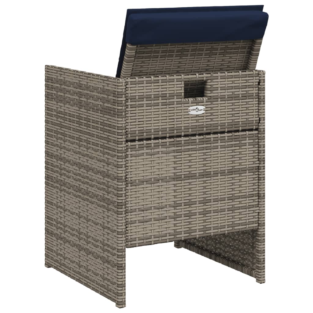 Sedie da Giardino con Cuscini 4pz Grigio in Polyrattan 4007442