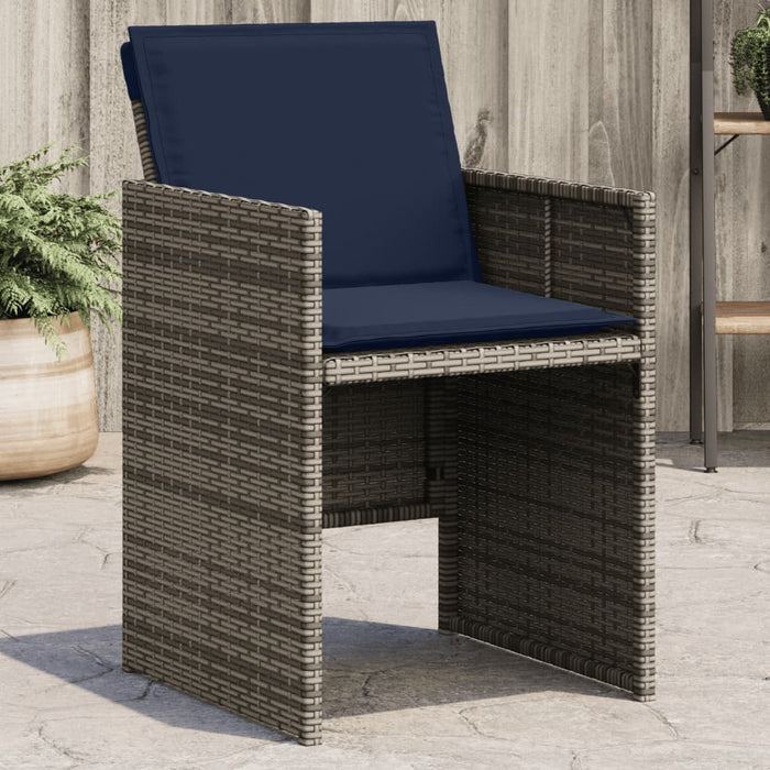 Sedie da Giardino con Cuscini 4pz Grigio in Polyrattan 4007442