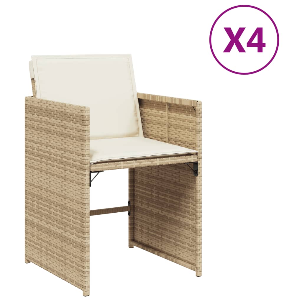 Sedie da Giardino con Cuscini 4 pz Beige in Polyrattan 4007459