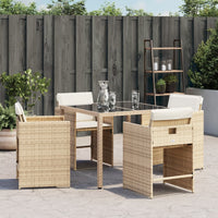 Sedie da Giardino con Cuscini 4 pz Beige in Polyrattan 4007459