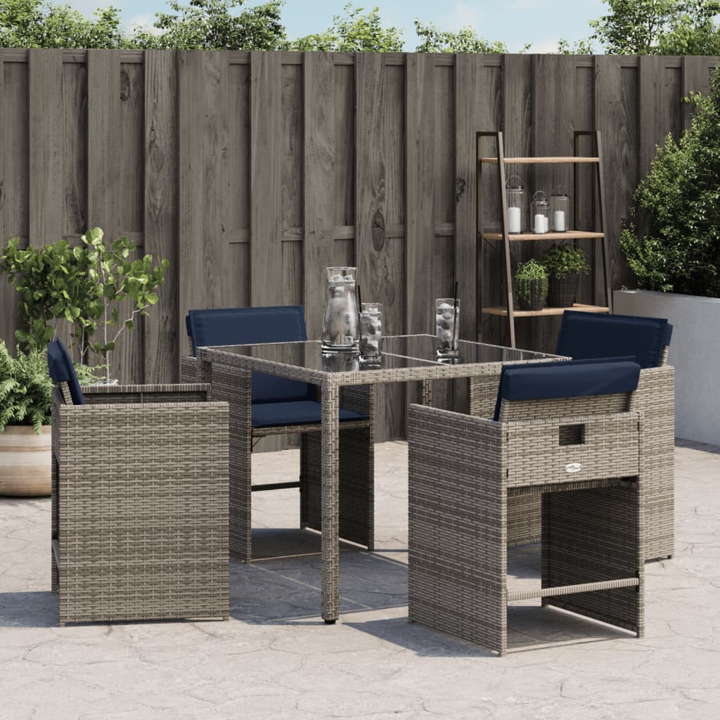 Sedie da Giardino con Cuscini 4pz Grigio in Polyrattan 4007462