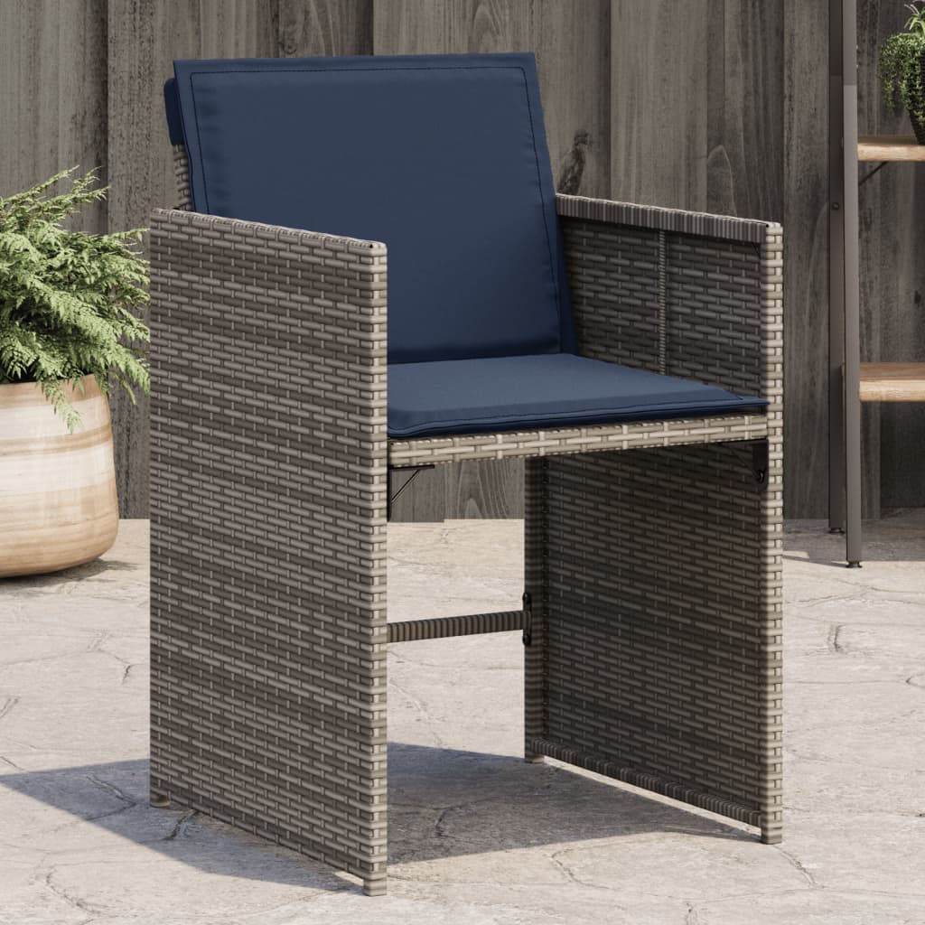 Sedie da Giardino con Cuscini 4pz Grigio in Polyrattan 4007462