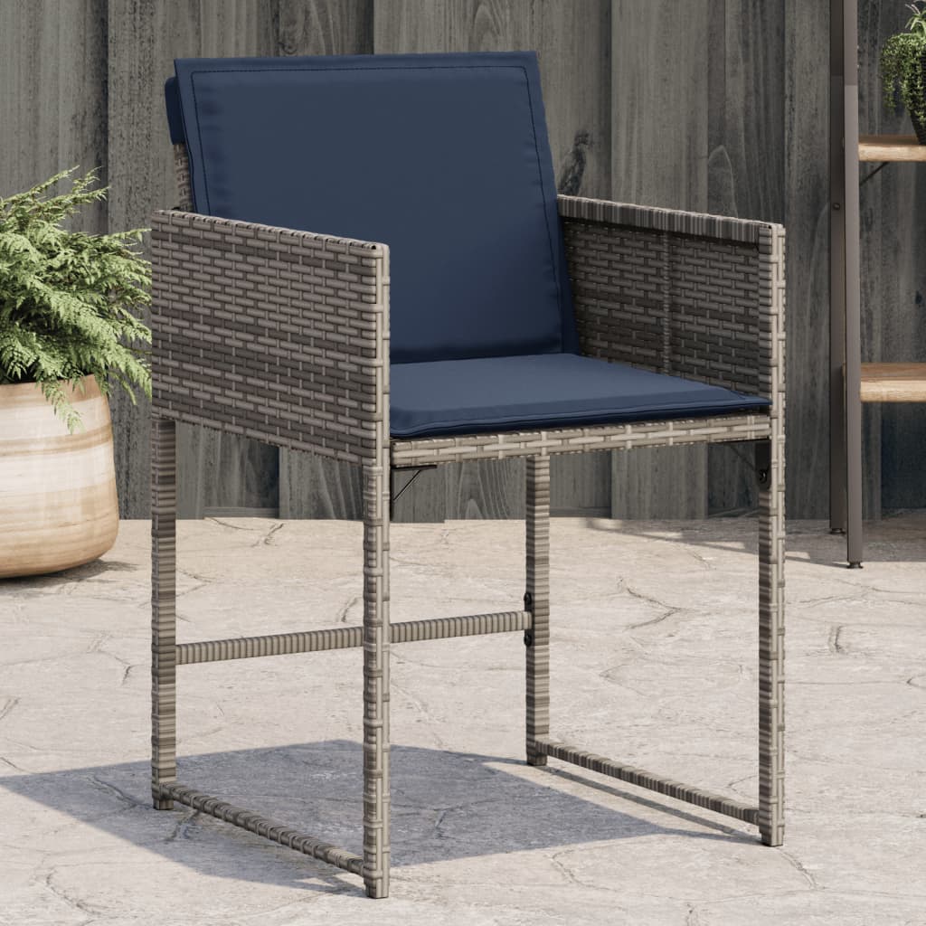 Sedie da Giardino con Cuscini 4pz Grigio in Polyrattan 4007482