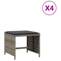 Sgabelli Giardino con Cuscini 4 pz Grigi 40x40x35 cm Polyrattan 4007485