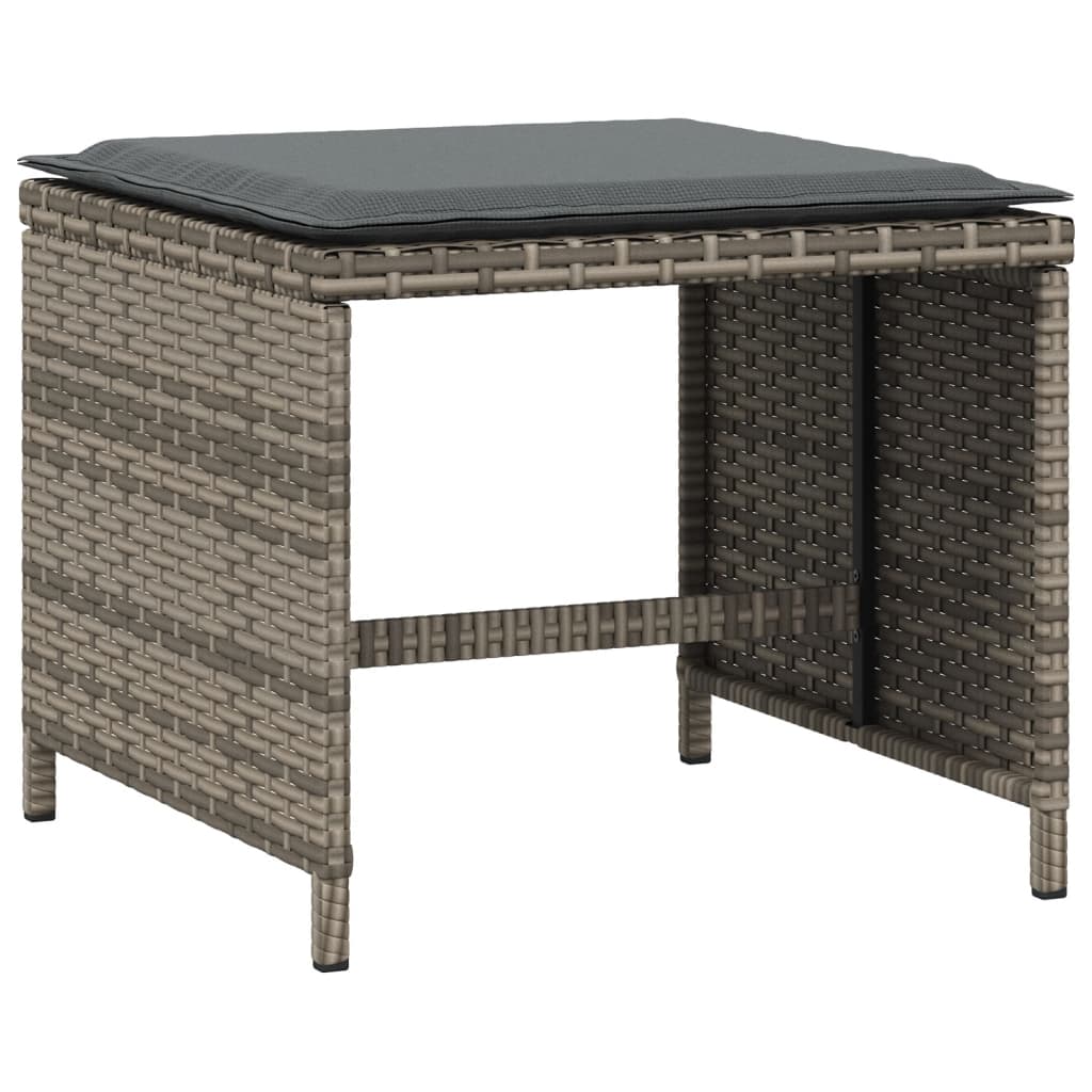 Sgabelli Giardino con Cuscini 4 pz Grigi 40x40x35 cm Polyrattan 4007485