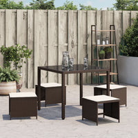 Sgabelli Giardino con Cuscini 4pz Marroni 40x40x35cm Polyrattan 4007486