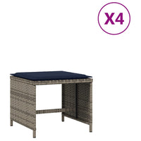 Sgabelli Giardino con Cuscini 4 pz Grigi 40x40x35 cm Polyrattan 4007490