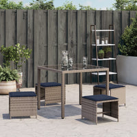 Sgabelli Giardino con Cuscini 4 pz Grigi 40x40x35 cm Polyrattan 4007490