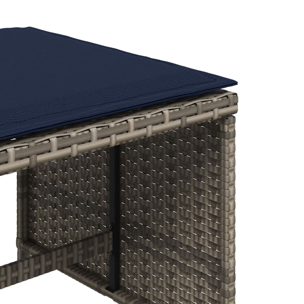 Sgabelli Giardino con Cuscini 4 pz Grigi 40x40x35 cm Polyrattan 4007490