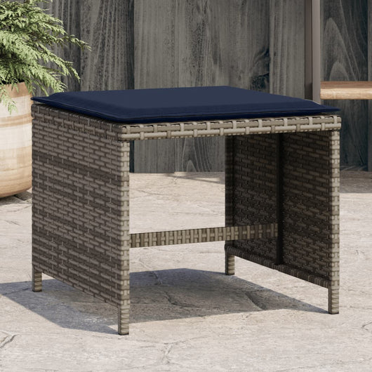 Sgabelli Giardino con Cuscini 4 pz Grigi 40x40x35 cm Polyrattan 4007490