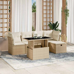 Set Divano da Giardino 6 pz con Cuscini Beige in Polyrattan 3274638