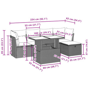 Set Divano da Giardino 6 pz con Cuscini Beige in Polyrattan 3274639