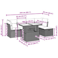 Set Divano da Giardino 6 pz con Cuscini Marrone in Polyrattan 3274643