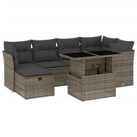 Set Divani da Giardino 7 pz con Cuscini Grigio in Polyrattan 3274660