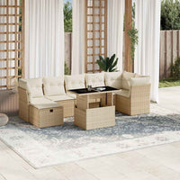 Set Divano da Giardino 8 pz con Cuscini Beige in Polyrattan 3274668