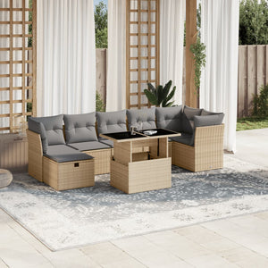 Set Divano da Giardino 8 pz con Cuscini Beige in Polyrattan 3274669