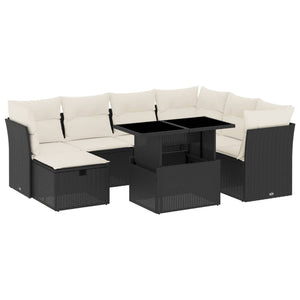 Set Divani da Giardino con Cuscini 8 pz Nero in Polyrattan 3274676